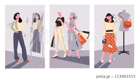 Hand drawn shopping compositions 113063555