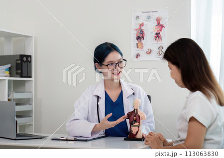 Doctor woman with healthcare advice and support for results, exam and test. expert or medical people and consulting senior patient Doctor woman with healthcare advice and support for results, exam and test. expert or medical people and consulting senior patient 113063830