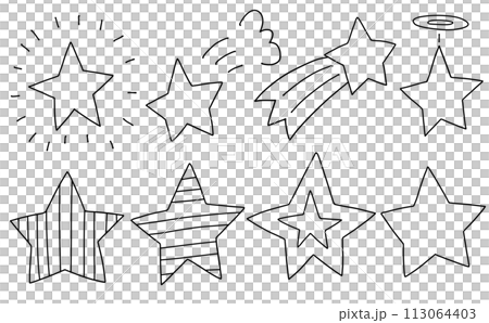 ゆるめシンプル星セット2　線画 113064403