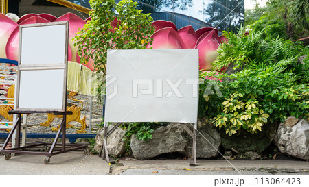 large blank billboard on a street wall large blank billboard on a street wall 113064423