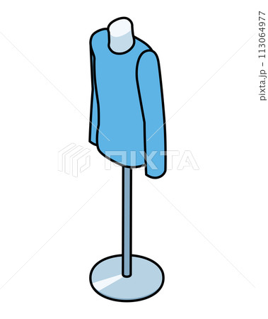 男性用トルソー　長袖Tシャツ着用 - アイソメトリック　主線あり 113064977