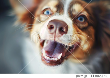 Close Up of a Dog With Its Mouth Open 113065140