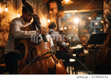 Man Playing Cello in Bar Man Playing Cello in Bar 113065252