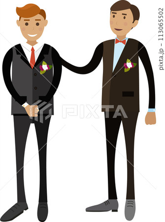 Groom and witness vector icon isolated on white 113065502
