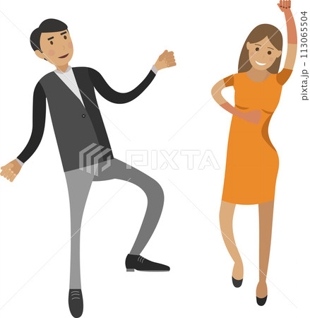 Wedding guests dancing vector icon isolated on white 113065504