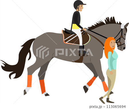 Horse riding training vector icon isolated on white 113065694