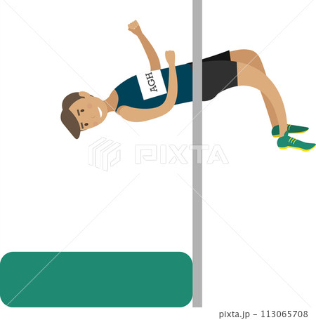 Sportsman performing high jump over beam vector icon isolated on white Sportsman performing high jump over beam vector icon isolated on white 113065708