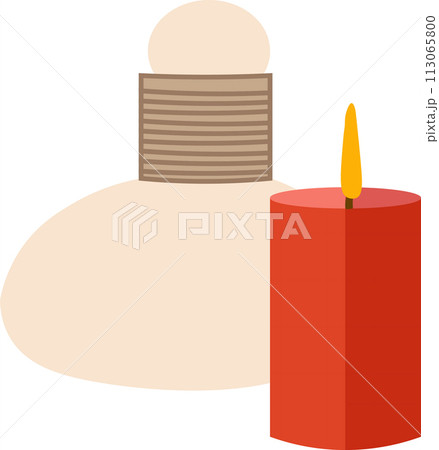 Spa smelly oil and candle vector icon isolated on white Spa smelly oil and candle vector icon isolated on white 113065800