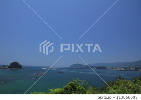 高知県宿毛市　晴天の咸陽島の風景 113066605