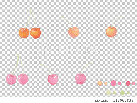 [Watercolor] Cherry illustration set 113066835