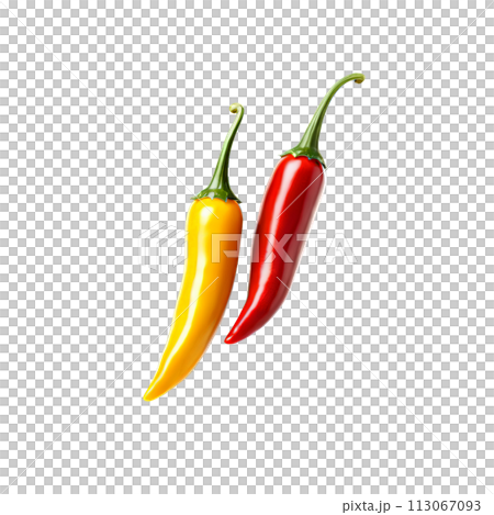 two of colorful chili peppers, with a shallow depth of field two of colorful chili peppers, with a shallow depth of field 113067093