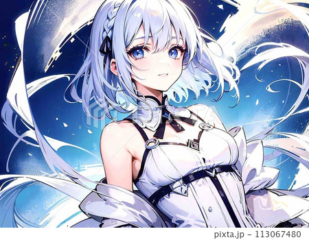 手描きイラスト 水彩原画 ショートヘアの女の子304 【芽吹風】透明水彩