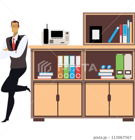 Secretary employee man at workplace vector iconのイラスト素材 [113067567] - PIXTA