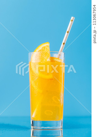 Lemonade with ice in glass Lemonade with ice in glass 113067954