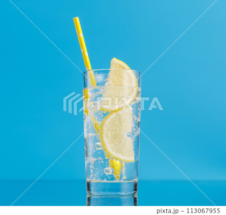 Lemonade with ice in glass Lemonade with ice in glass 113067955