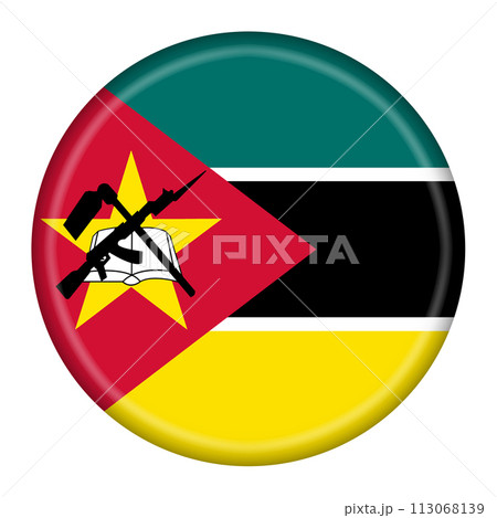 Mozambique flag button 3d illustration with clipping path 113068139