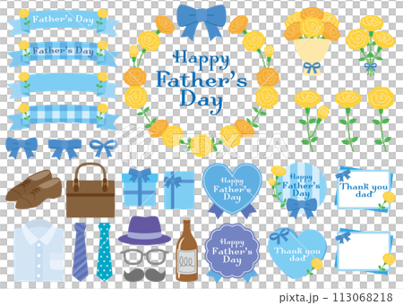 父親節玫瑰與絲帶插畫素材 113068218