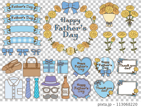 父親節玫瑰與絲帶手繪插畫素材 113068220