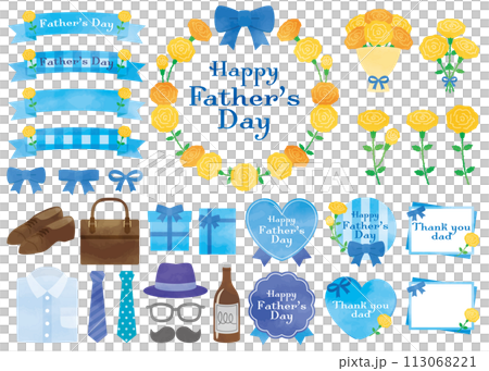 父の日のバラとリボンの水彩風イラスト素材 113068221