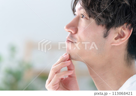 ミドル男性　ヒゲ　ビューティー　横向き 113068421