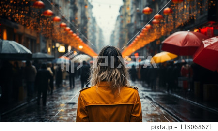 Urban Street Scene under rain 113068671