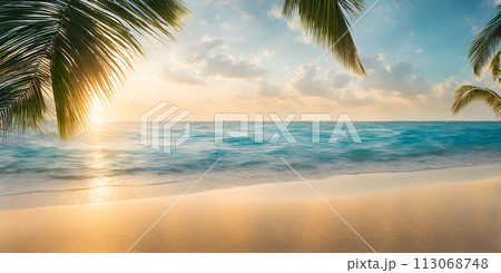 Tranquil Azure Ocean Beach Scene 113068748