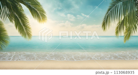 Tranquil Azure Ocean Beach Scene 113068935