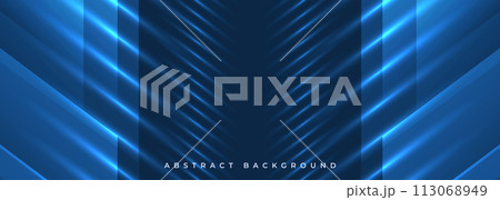 Abstract blue background with geometric dynamic glowing lines. Abstract blue background with geometric dynamic glowing lines. 113068949