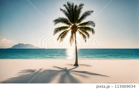 Tranquil Azure Ocean Beach Scene 113069034