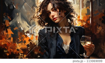 Girl with Wine 113069099