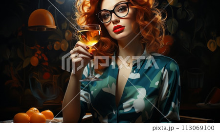 Girl with Wine 113069100