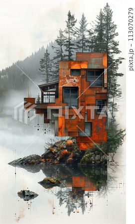 Autumn's Embrace Serene View of Fall Foliage Through Forgotten Windows Autumn's Embrace Serene View of Fall Foliage Through Forgotten Windows 113070279