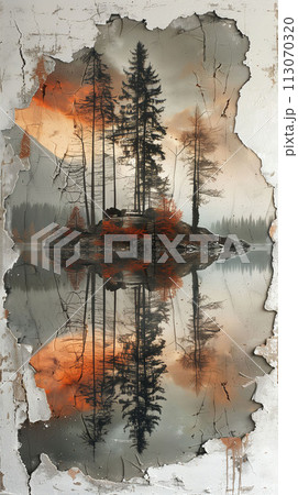 Autumn's Embrace Serene View of Fall Foliage Through Forgotten Windows Autumn's Embrace Serene View of Fall Foliage Through Forgotten Windows 113070320