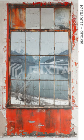 Autumn's Embrace Serene View of Fall Foliage Through Forgotten Windows Autumn's Embrace Serene View of Fall Foliage Through Forgotten Windows 113070324