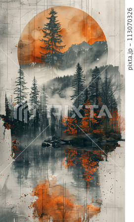 Autumn's Embrace Serene View of Fall Foliage Through Forgotten Windows Autumn's Embrace Serene View of Fall Foliage Through Forgotten Windows 113070326