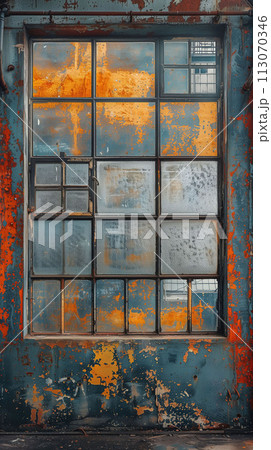 Autumn's Embrace Serene View of Fall Foliage Through Forgotten Windows 113070346