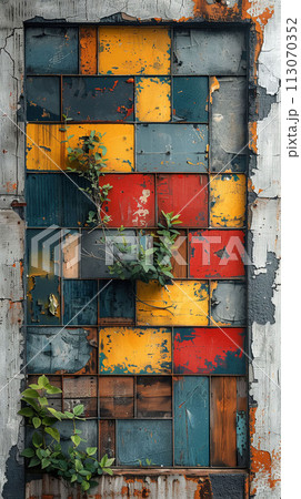 Autumn's Embrace Serene View of Fall Foliage Through Forgotten Windows Autumn's Embrace Serene View of Fall Foliage Through Forgotten Windows 113070352