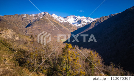 Sunset over the Pyrenees mountains near Gavarnie 113070367
