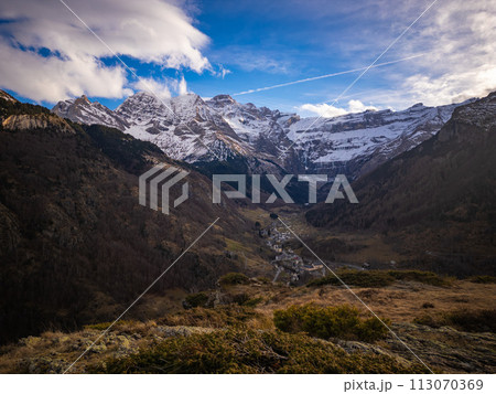 Sunset over the Pyrenees mountains near Gavarnie 113070369
