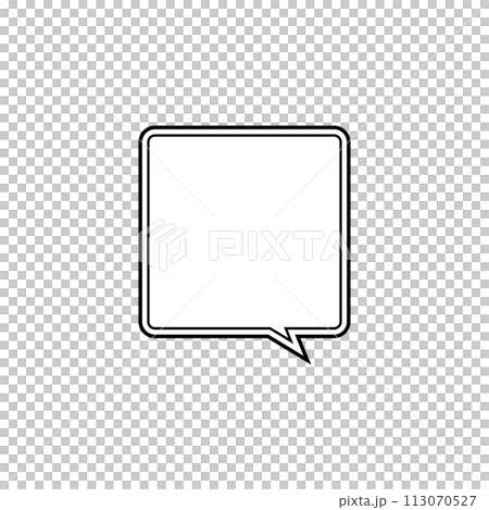 シンプルなモノクロ正方形吹き出し_二重線_右向き単品 113070527
