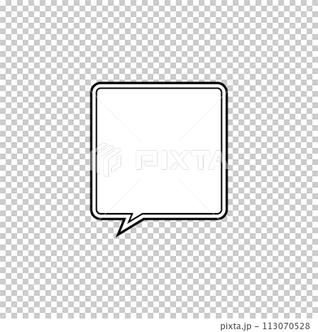 シンプルなモノクロ正方形吹き出し_二重線_左向き単品 シンプルなモノクロ正方形吹き出し_二重線_左向き単品 113070528