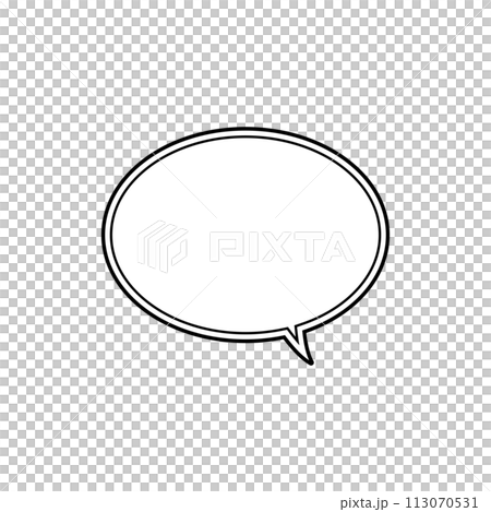 Simple monochrome oval speech bubble_double line_right facing single item 113070531