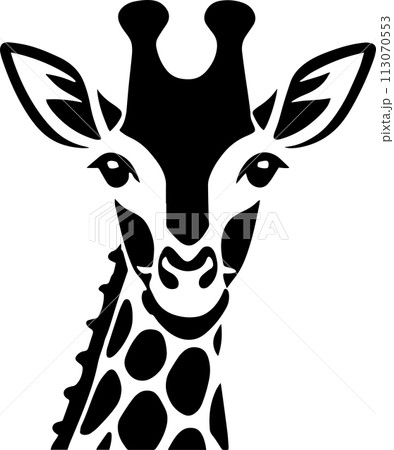 正面を向いたキリンの顔のアイコン_01_AI生成画像 113070553