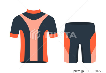 Cycling T shirt and shorts. Cycling sports uniform. Vector illustration. 113070725