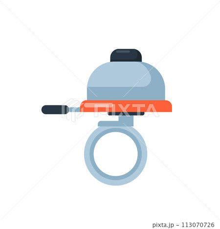 Bicycle bell icon in flat style. Transportation sport cycling ride ring sign sound. Vector illustration. 113070726