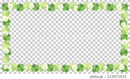 四葉草和白三葉草花框（方形），長寬比16:9 113071632