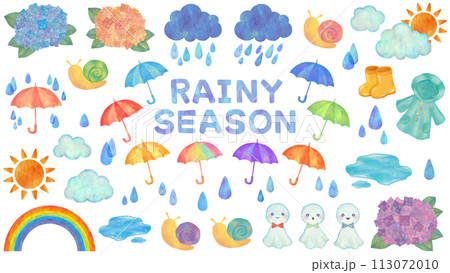 梅雨のイラスト素材セット 113072010