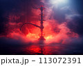 hookah on dark background of shisha smoke 113072391