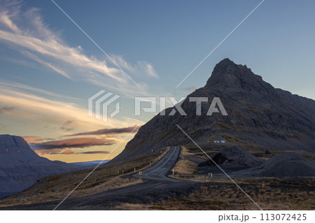 Beginning of sunset at Westfjords, Iceland 113072425