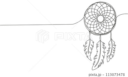 Self draw continuous line dream catcher mystery symbol Self draw continuous line dream catcher mystery symbol 113073478